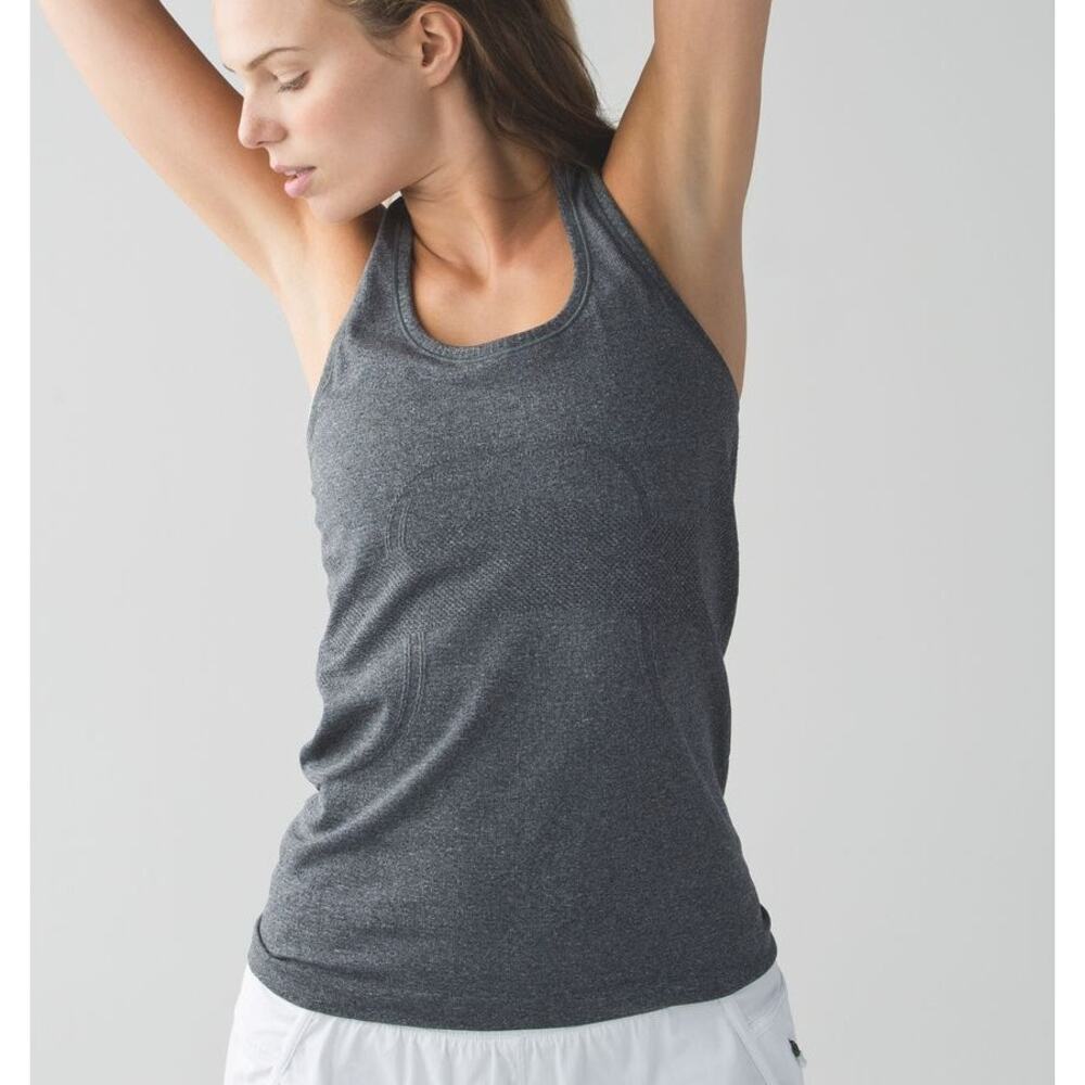 Lululemon Athletica Swiftly Tech Racerback Tank Top Heathered Black Gray 8